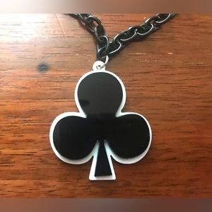 Casino Black Club Charm Gamble Playing Card Deck Poker Thick Link Chain Necklace